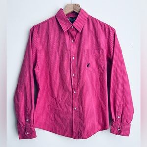 Rough Rider women pink long sleeve pearl snap button shirt western equestrian M